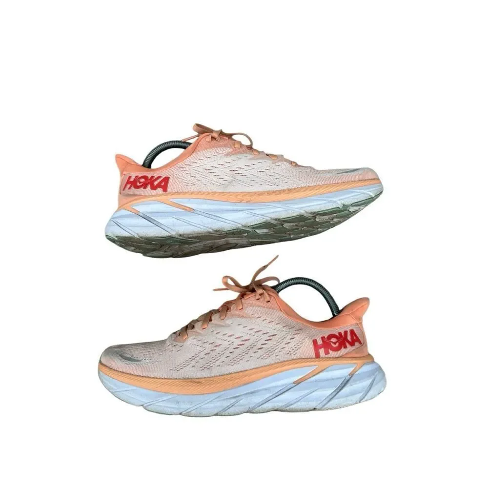 Hoka One One Clifton 8 Women's Size 9.5B High Cushion Running Shoes Coral Orange